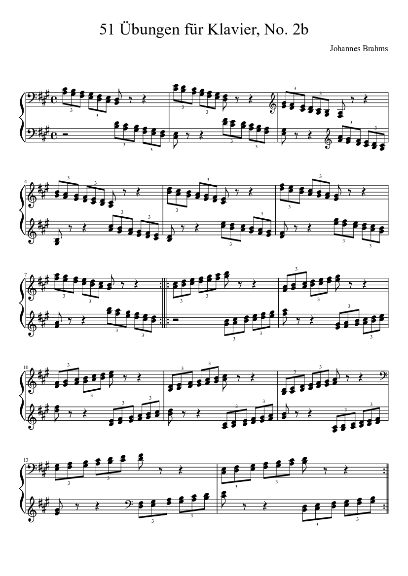 Brahms - 51 Übungen für Klavier No. 2b