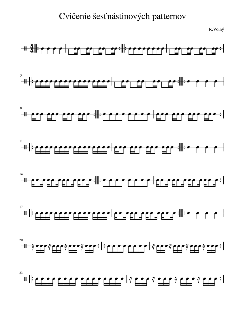 Snare Drum 16th note patterns practice Sheet music for Snare drum (Solo