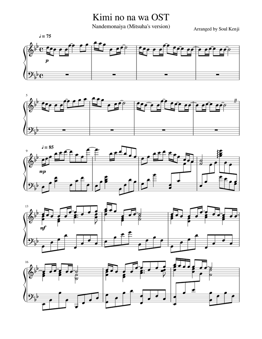 Kimi No Na Wa Nandemonaiya Mitsuha Ver Inprogress Sheet Music For Piano Solo Musescore Com Nandemonaiya cover by mone kamishiraishi (mitsuha miyamizu voice actress version) originally performed by radwimps official ost of movie kimi no na wa a.k.a. kimi no na wa nandemonaiya mitsuha