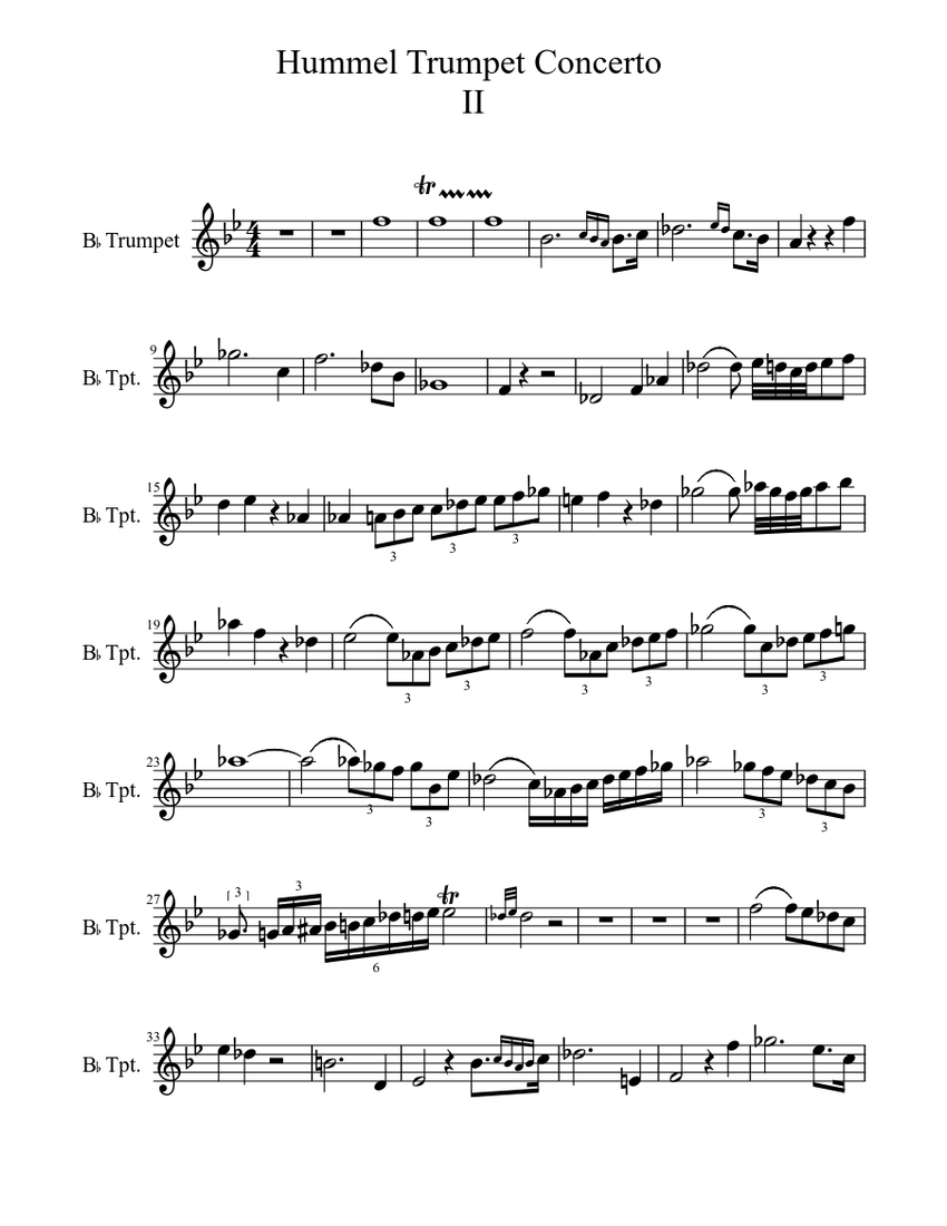 Hummel Trumpet Concerto II Sheet music for Trumpet other (Solo) |  Musescore.com