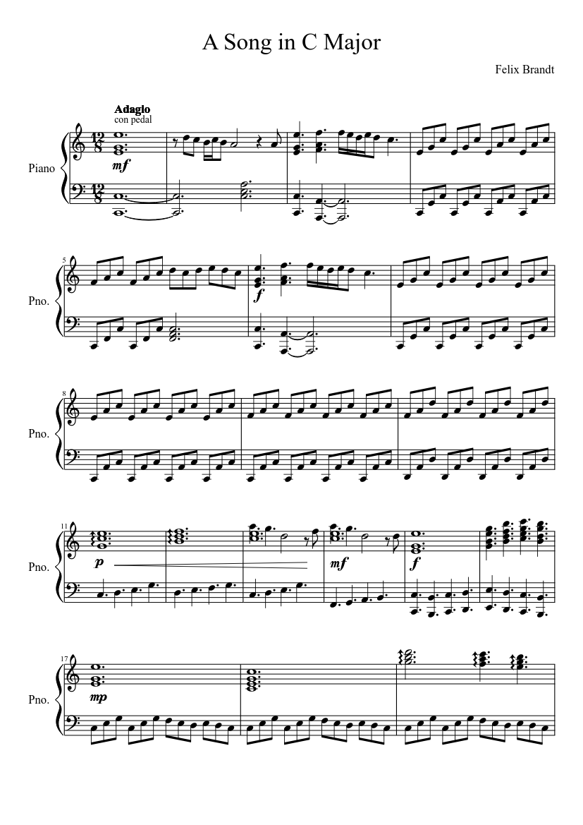 A Song in C Major Sheet music for Piano (Solo) | Musescore.com