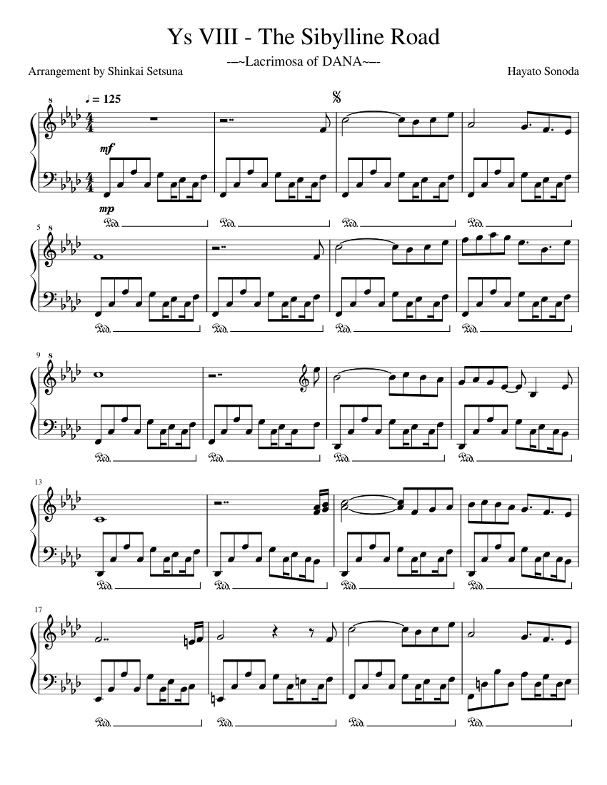 イースVIII - シビルの道 楽譜 ピアノ (ソロ) | MuseScore.com