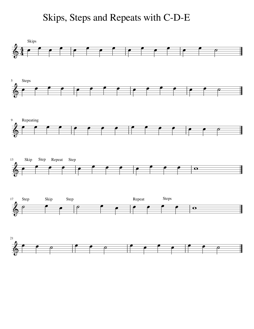 Free Printable Worksheets For Elementary Music Steps Skips Repeats Pdf
