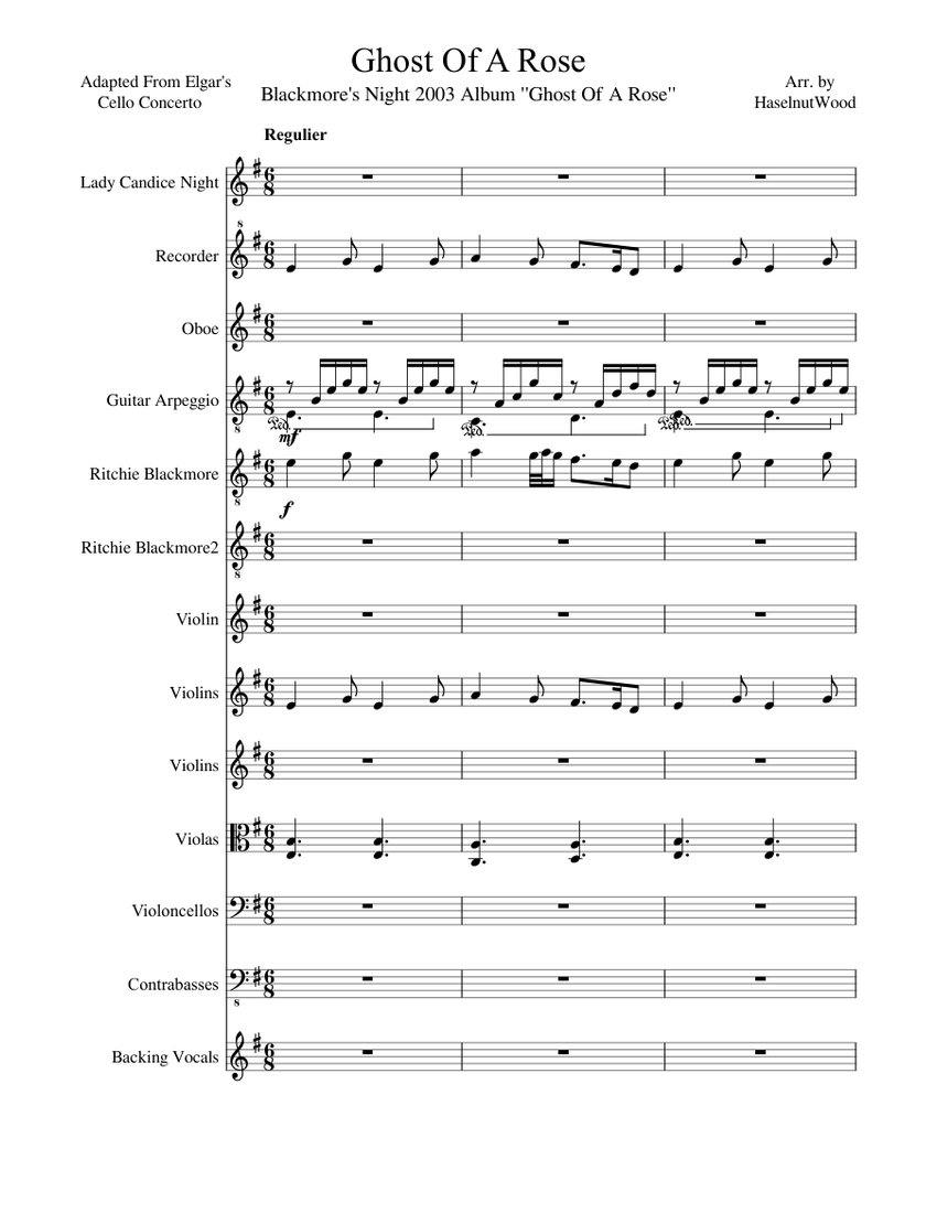 Blackmore's Night Ghost Of A Rose Sheet music for Vocals, Oboe, Violin,  Guitar & more instruments (Mixed Ensemble) | Musescore.com