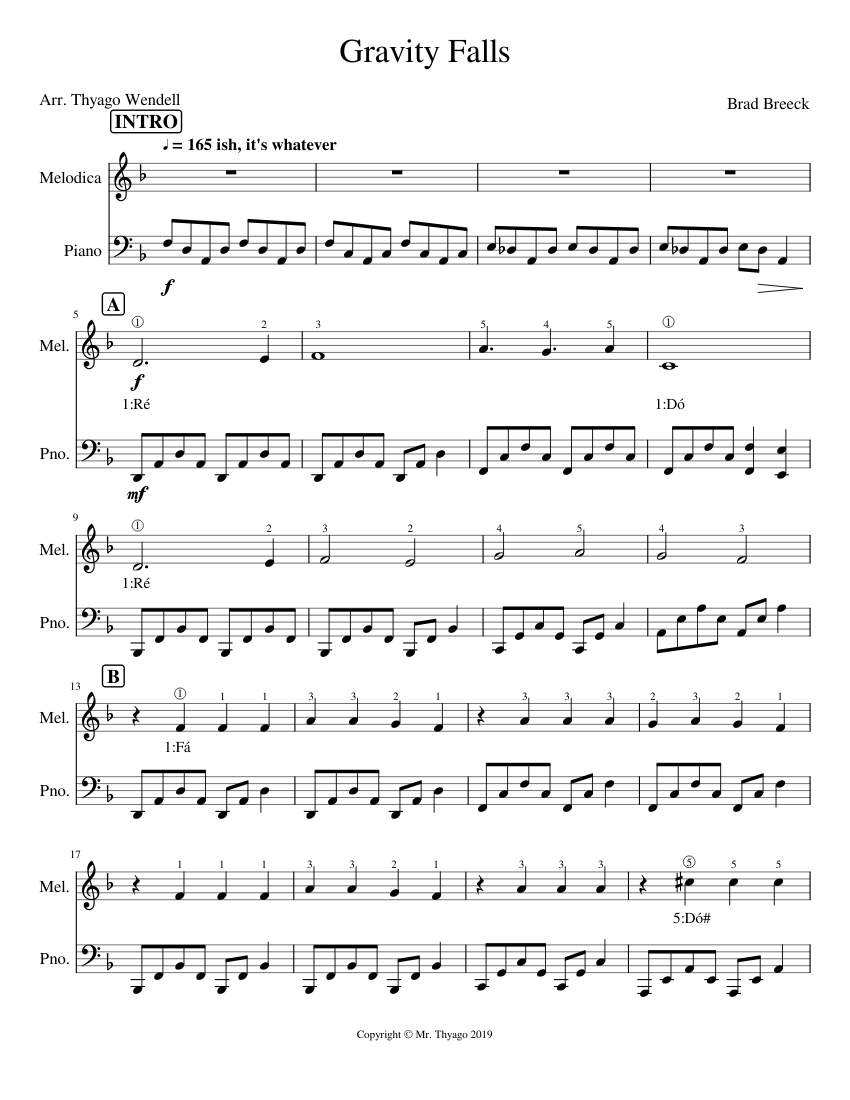 Gravity Falls Sheet music for Piano, Melodica (Solo)