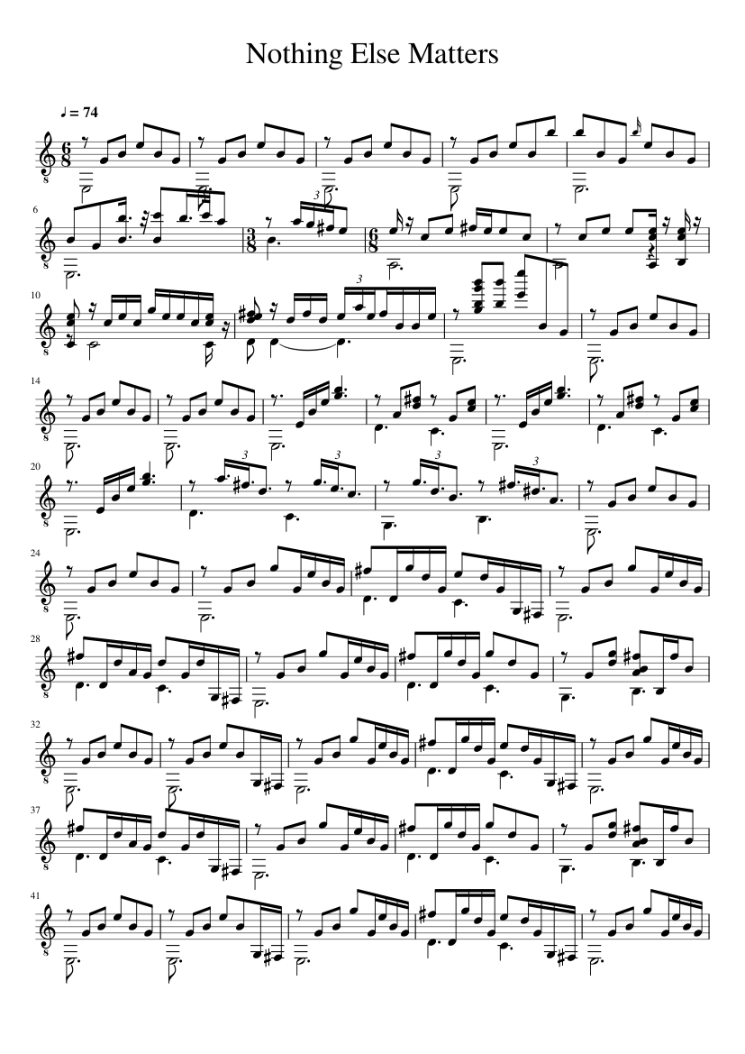 Nothing Else Matters Sheet music for Guitar (Solo) | Musescore.com
