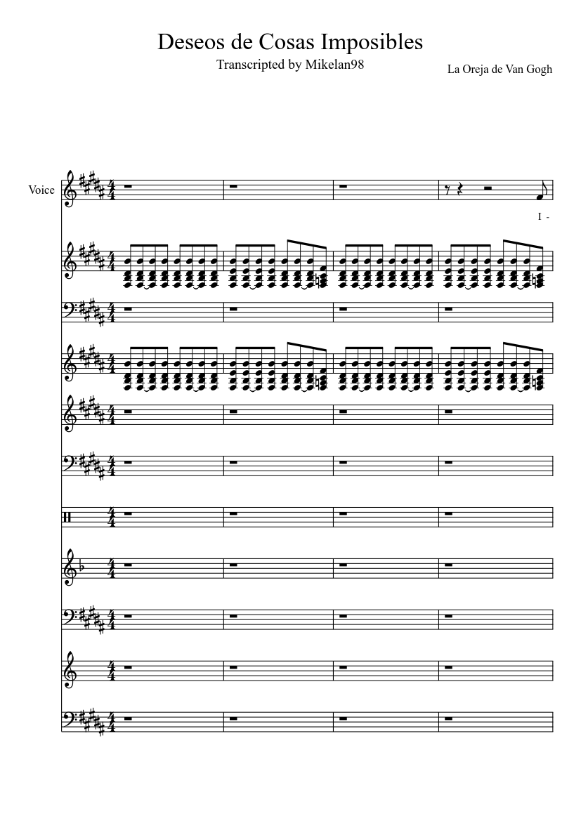 Deseos de Cosas Imposibles Sheet music for Voice (other) (Solo) |  Musescore.com