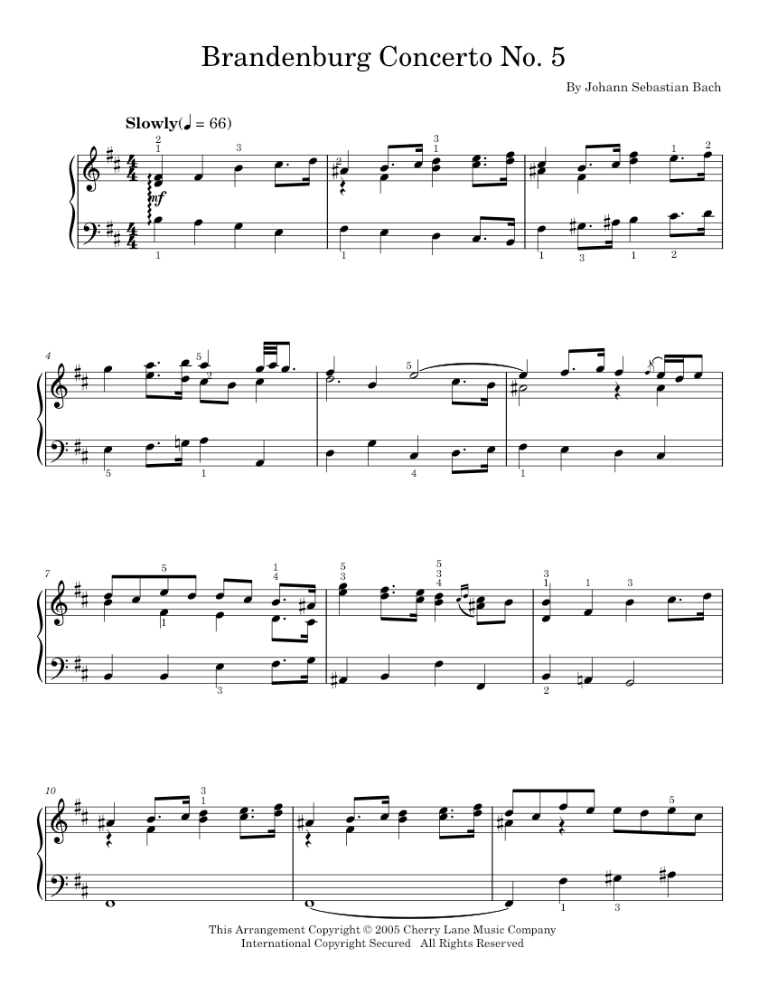 brandenburg concerto no 5 Sheet music for Piano by Johann Sebastian Bach Official | MuseScore.com