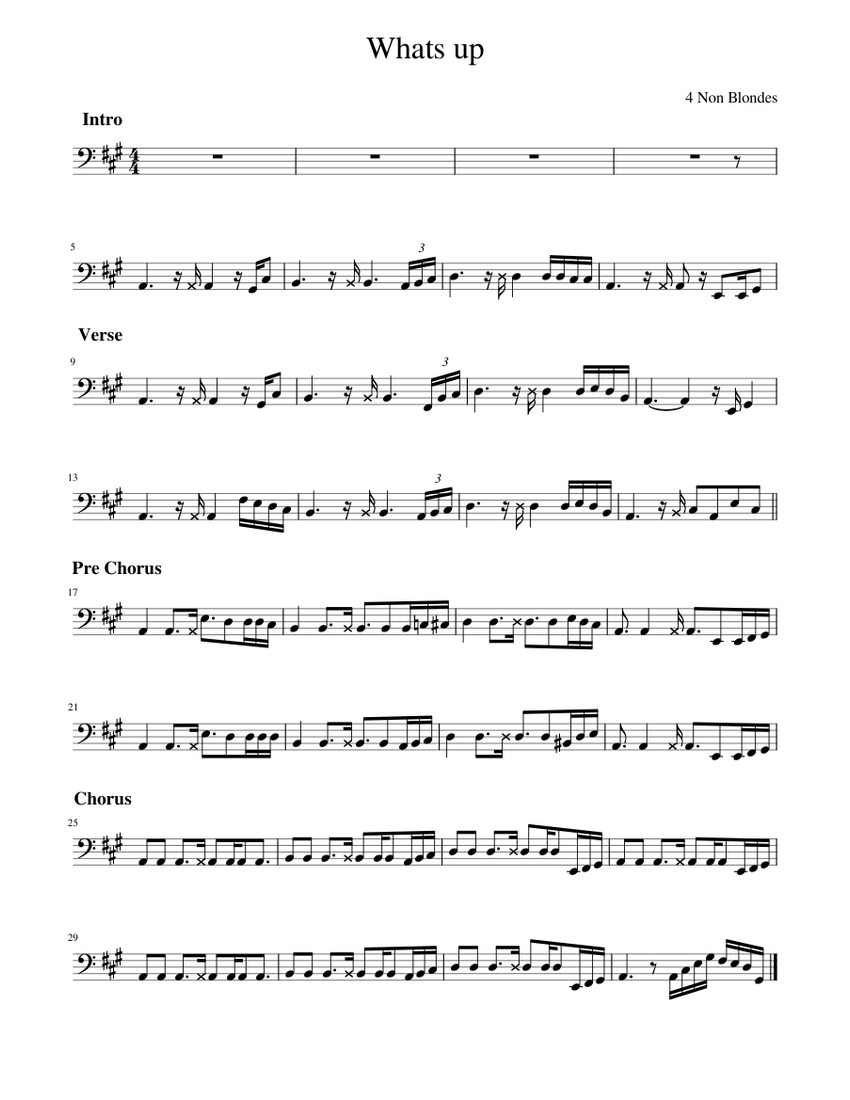 Whats up Bass Sheet music for Piano (Solo) | Musescore.com