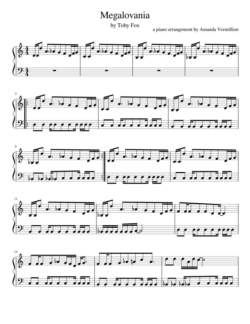 Megalovania Piano Sheet Music - www.inf-inet.com