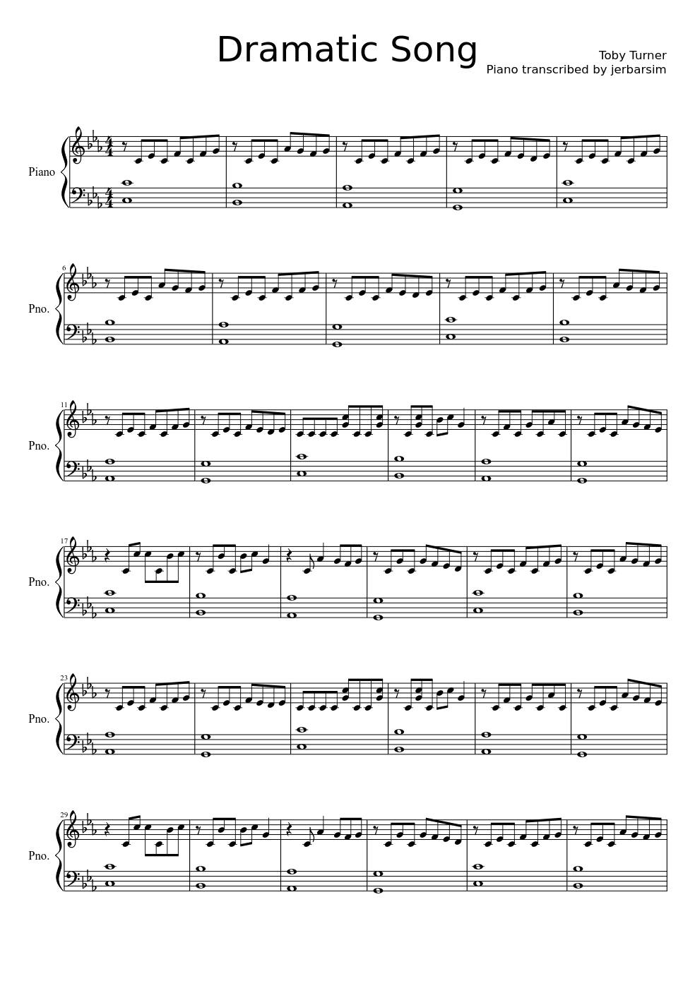 Dramatic Song Piano Only Sheet music for Piano (Solo) Easy | Musescore.com