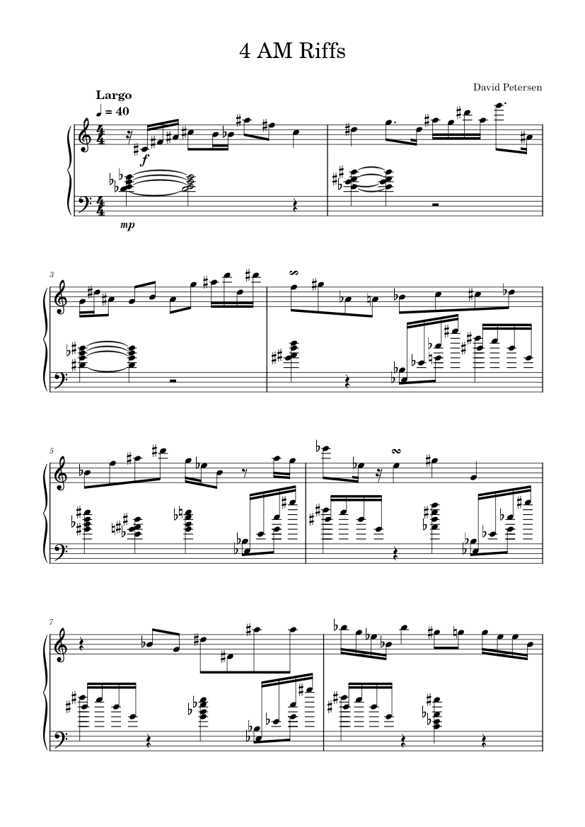 4 AM Riffs - by David Petersen Sheet Music with Chords for Piano (Solo ...