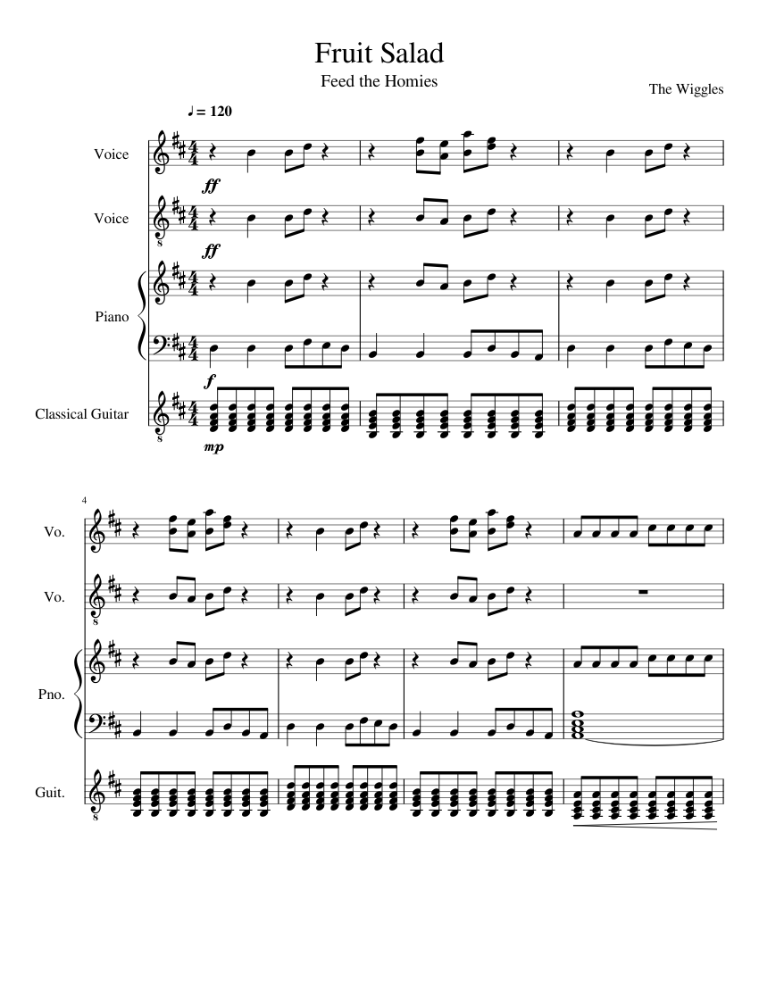 Fruit Salad Sheet music for Piano, Vocals, Guitar (Mixed Quartet) |  Musescore.com