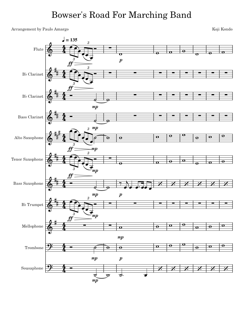 Bowser's_Road_For_Marching_Band Sheet music for Trumpet (In B Flat