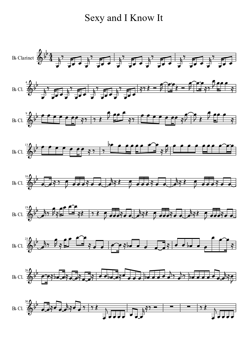 Sexy And I Know It Sheet music for Clarinet other (Solo) | Musescore.com