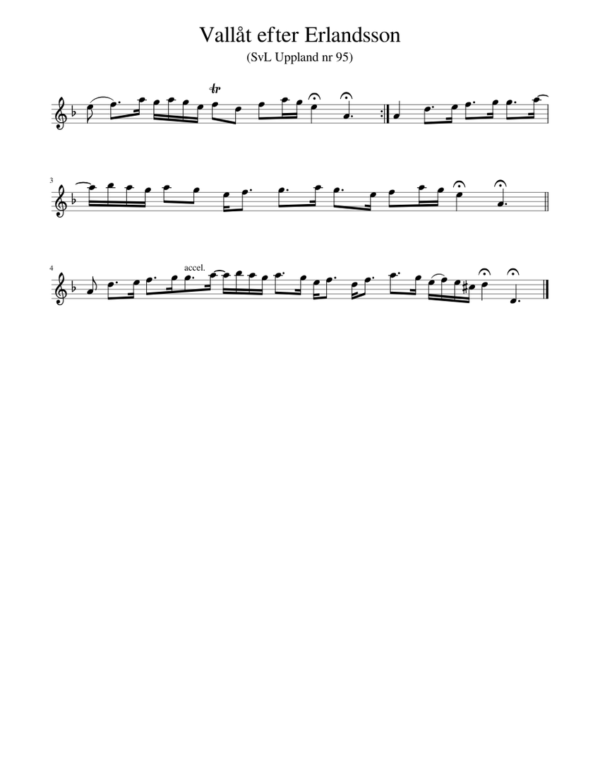 Vallåt efter Erlandsson Sheet music for Piano (Solo) | Musescore.com