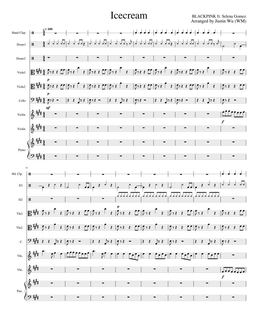 Ice Cream BLACKPINK ft. Selena Gomez Sheet music for Piano, Violin