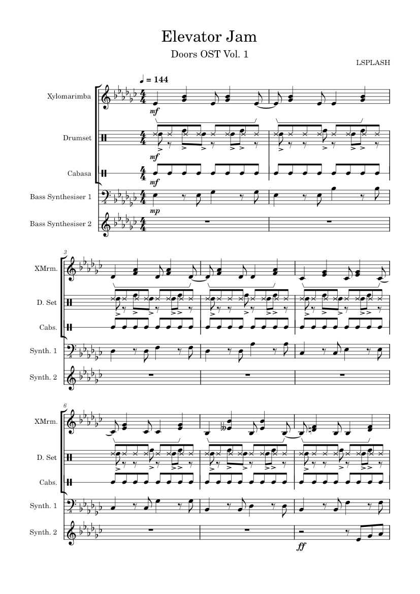 Doors OST Vol. 1 Elevator Jam Sheet music for Bass guitar, Drum group