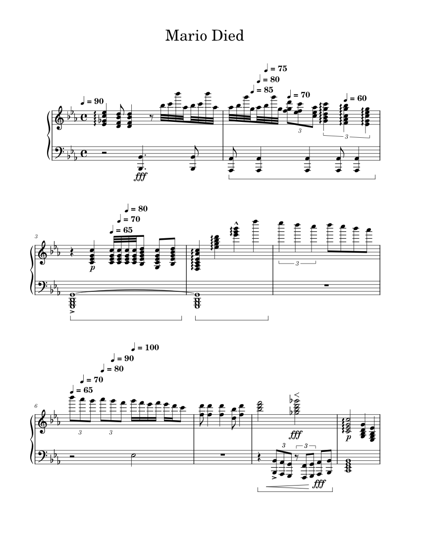 Mario Died Sheet music for Piano (Solo) | Musescore.com