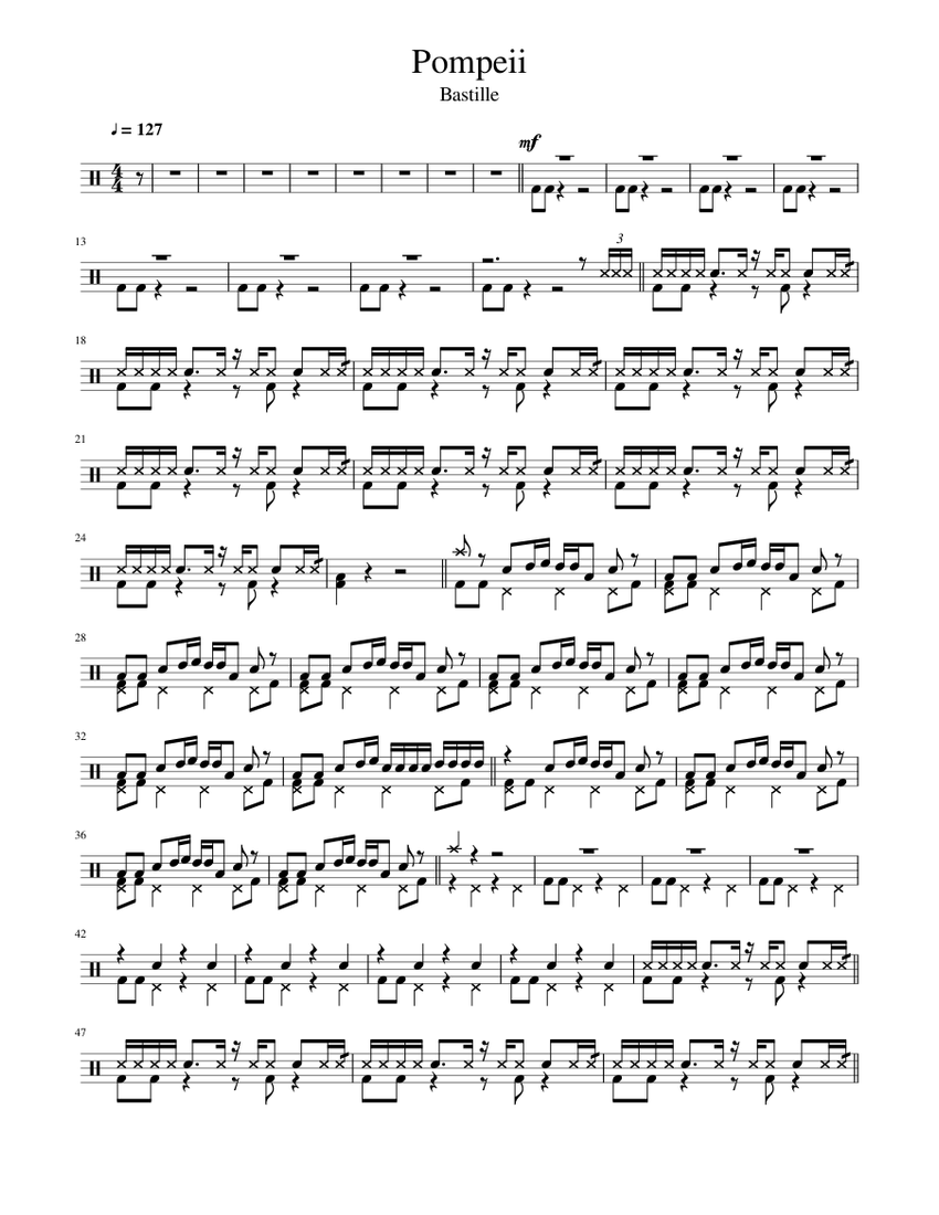 Pompeii Bastille Sheet music for Drum group (Solo)