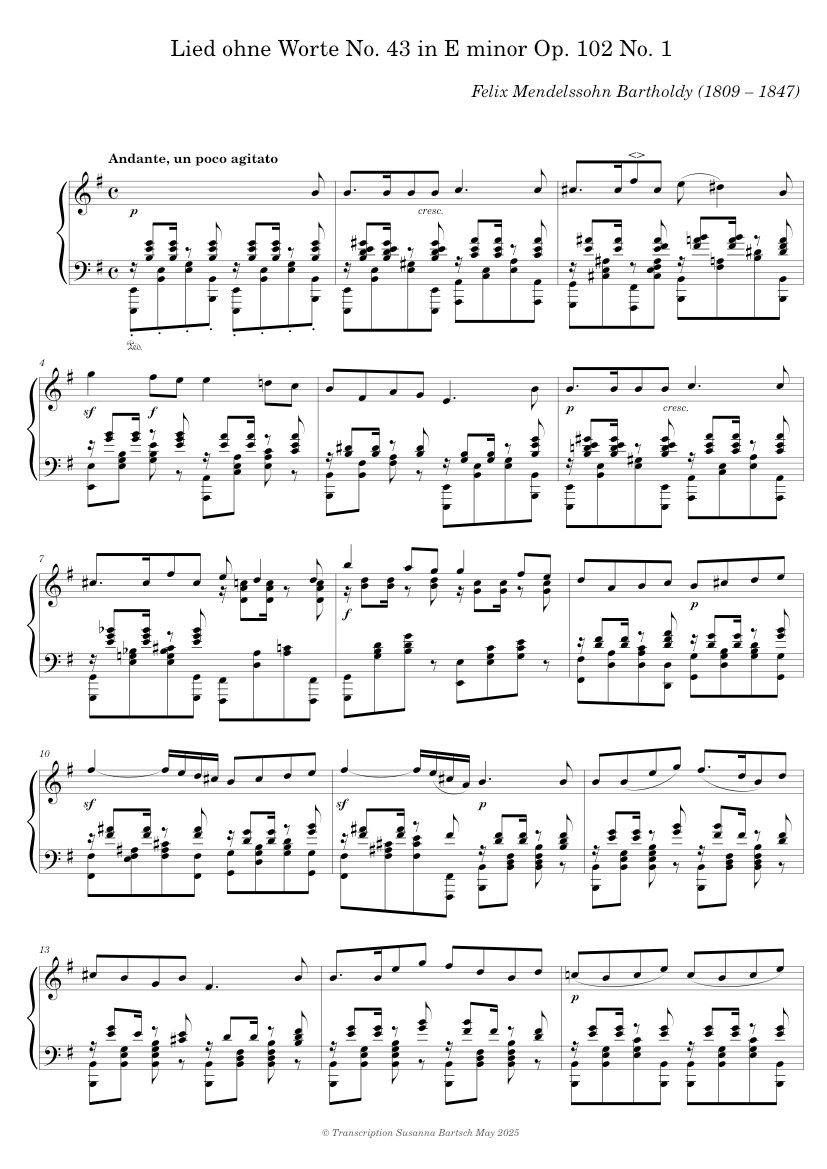 Lied ohne Worte No. 43 in E minor Op. 102 No. 1 — Felix