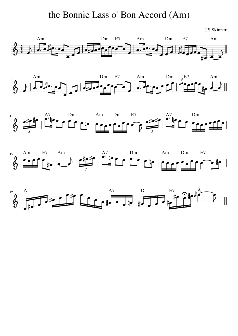 the Bonnie Lass o' Bon Accord (Am)