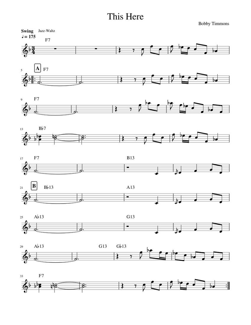 This Here Sheet music for Trumpet in bflat (Jazz Band)
