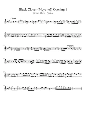 Black Clover Openings 1-12 Sheet music for Flute (Solo