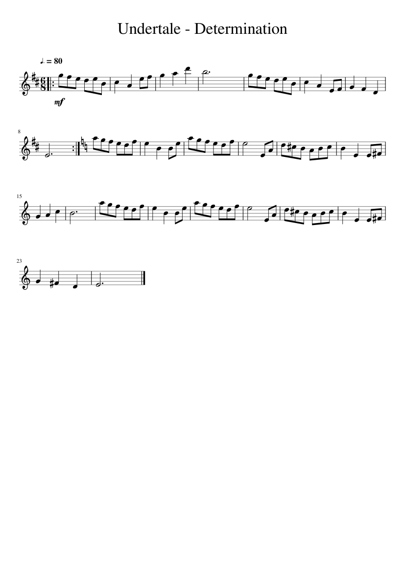 Undertale - Determination Sheet music for Piano (Solo) | Musescore.com