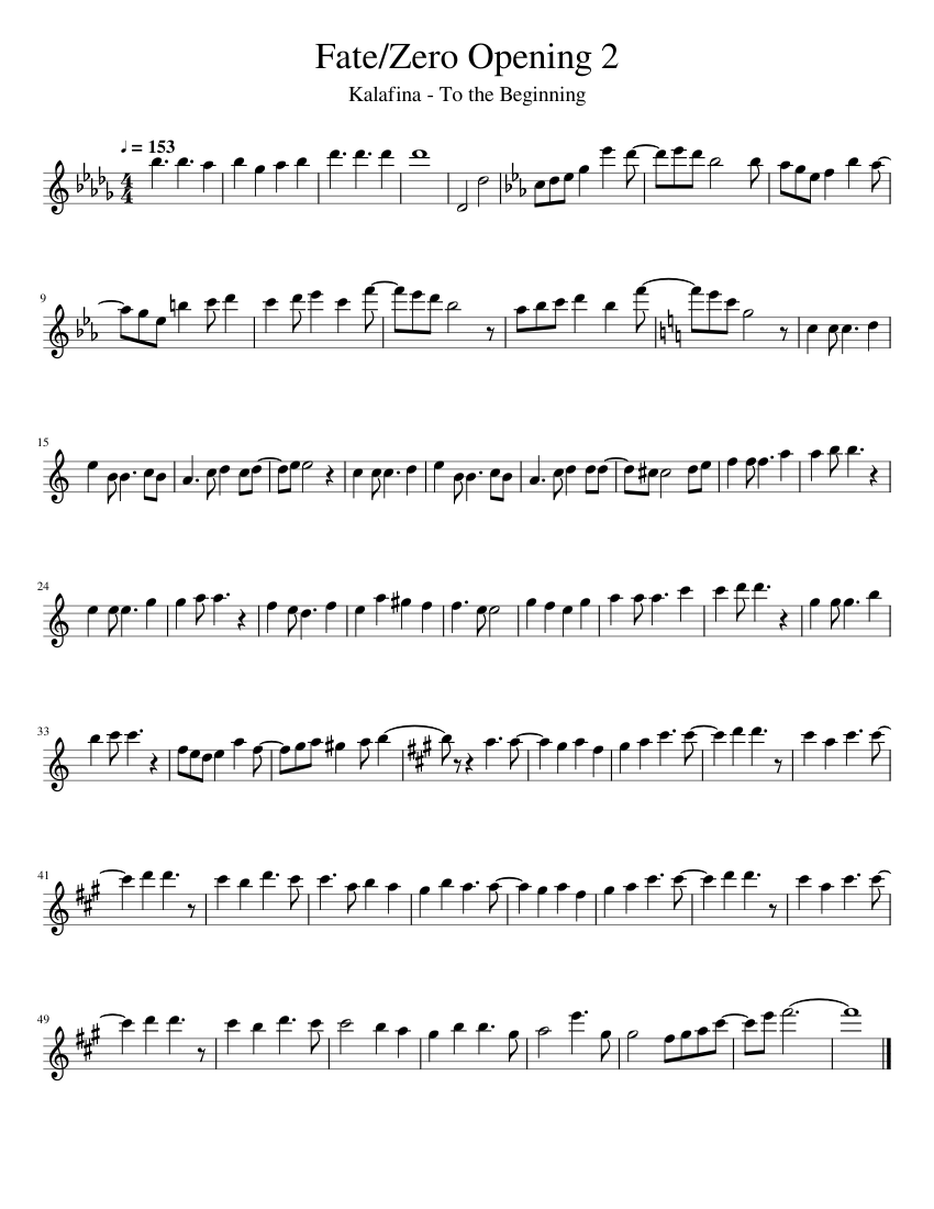 Fate Zero Opening 2 Sheet Music For Flute Solo Musescore Com