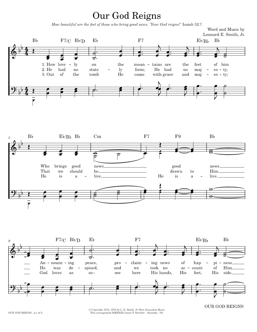 Our God Reigns – Leonard E. Smith, Jr. Sheet Music with Chords for ...