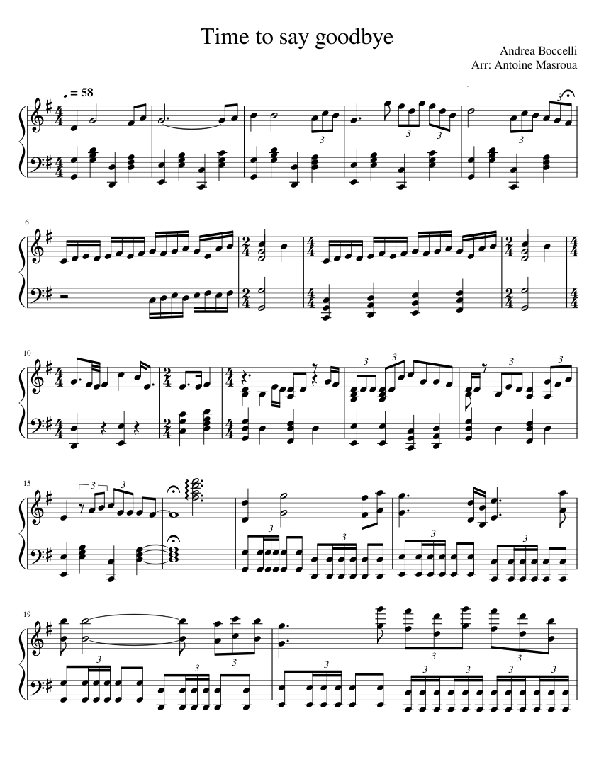 Time To Say Goodbye Sheet music for Piano (Solo) | Musescore.com