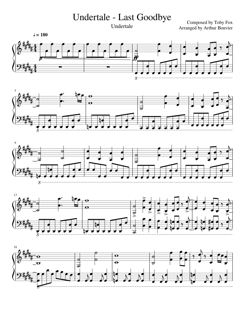 Undertale Last Goodbye Piano Sheet Music For Piano Solo Musescore Com - undertale piano sheet music roblox