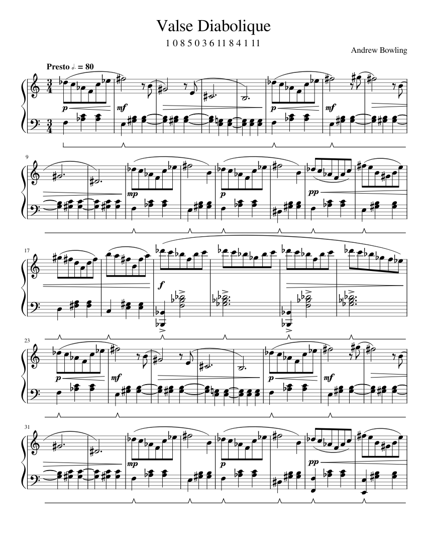 Valse Diabolique (RNG 1 0 8 5 0 3 6 11 8 4 1 11) Sheet music for Piano  (Solo) | Musescore.com