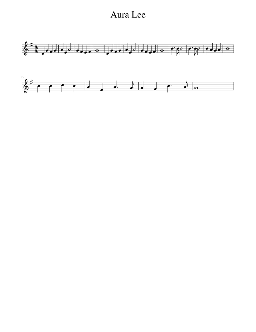 Aura Lee Sheet music for Piano (Solo) | Musescore.com
