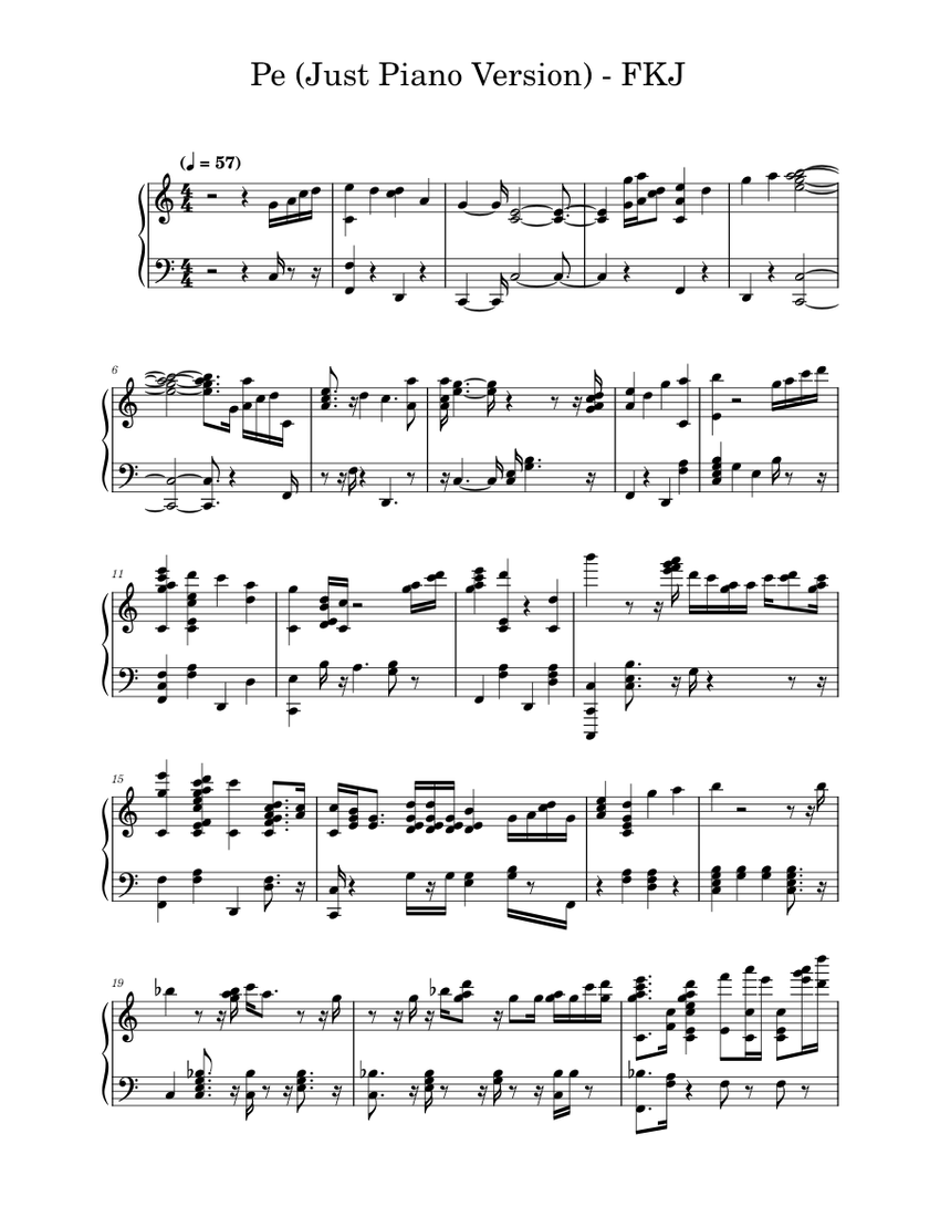 Pe – FKJ (Just Piano Version) Sheet music for Piano (Solo) | Musescore.com
