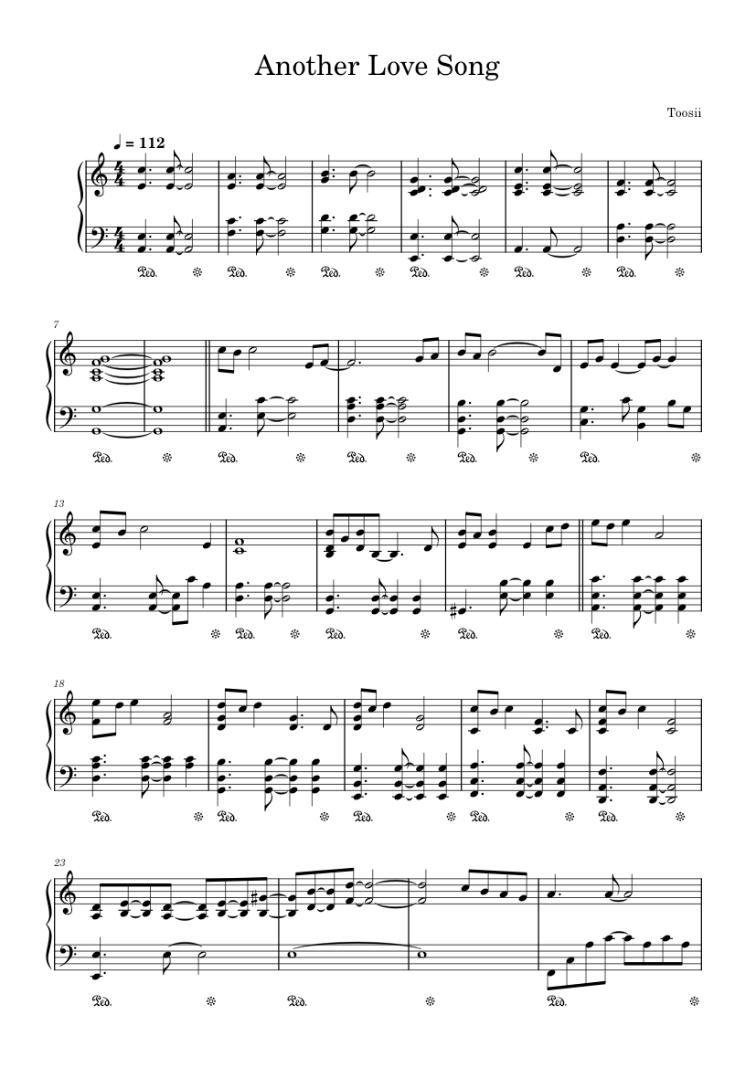 Another Lovesong – Toosii Sheet music for Piano (Solo) | Musescore.com