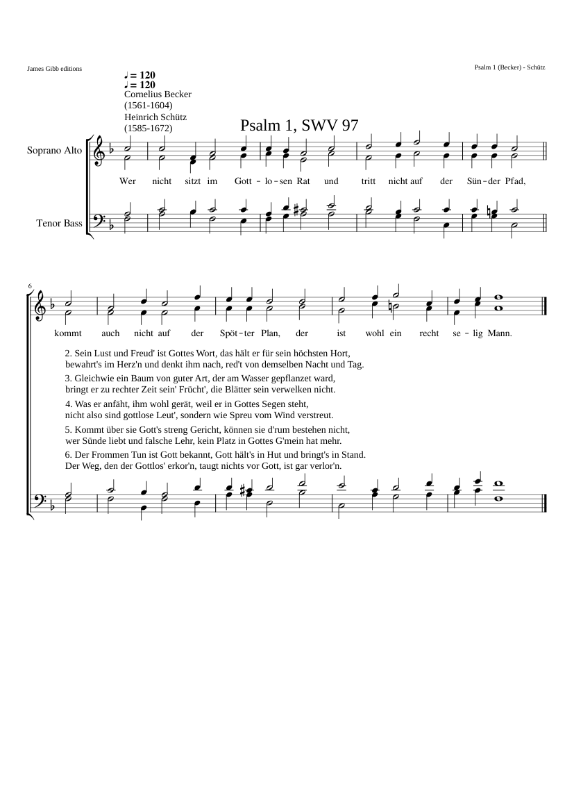 Wer nicht sitzt im Gottlosen Rat SWV 97