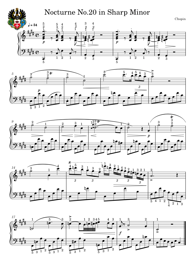 Nocturne No 20 in C sharp minor Chopin EASE p.1 (fingering) Sheet