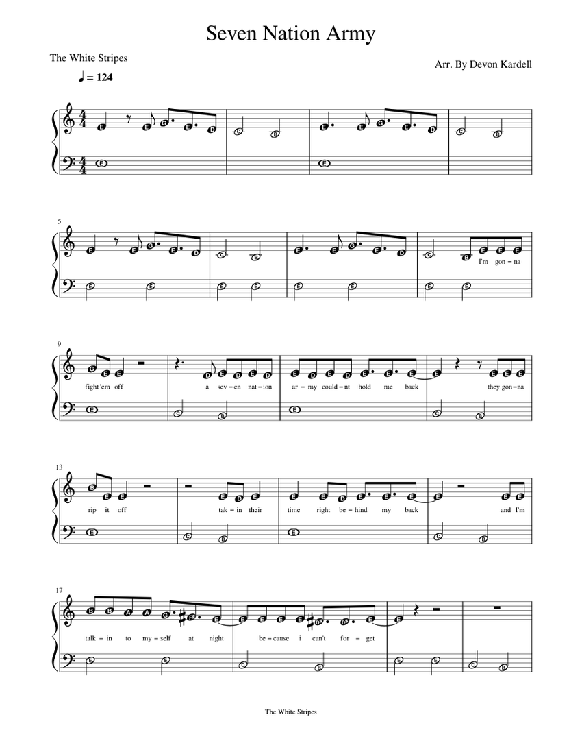 Seven Nation Army Piano Notes