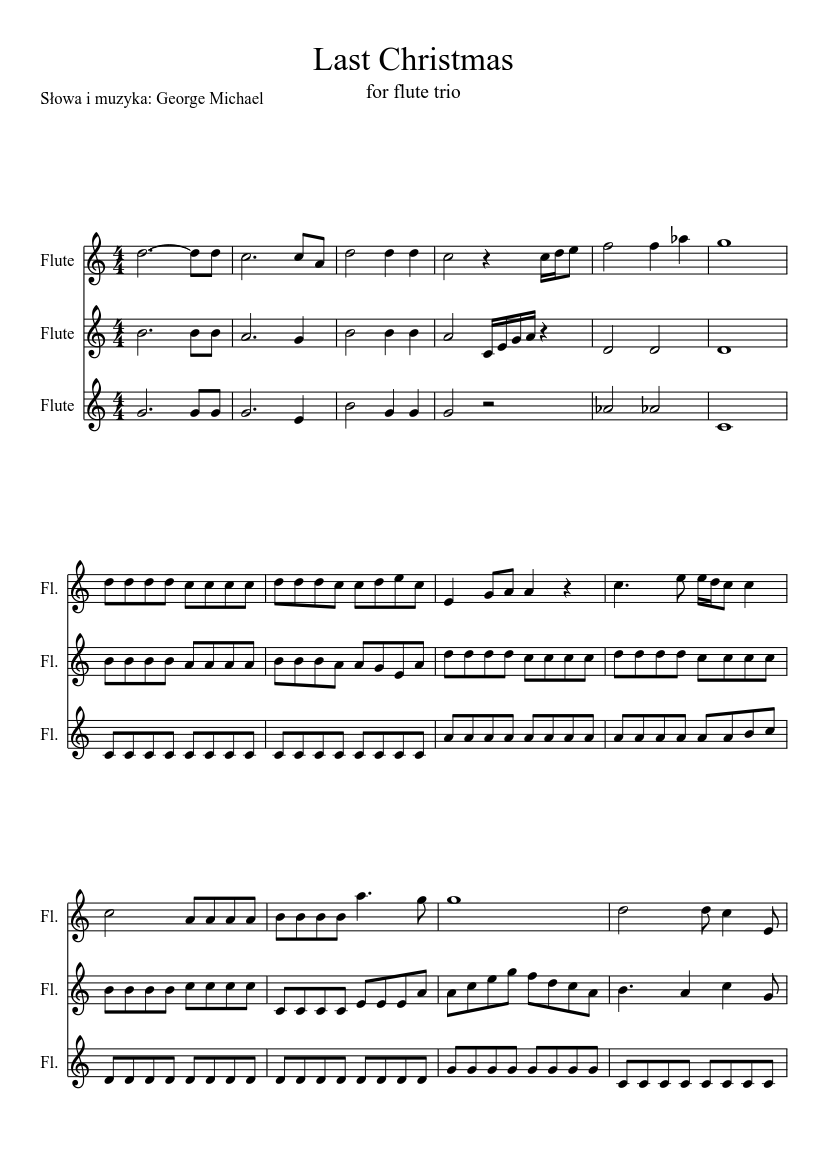Last Christmas - 3 flutes Sheet music for Flute (Mixed Trio) | Musescore.com