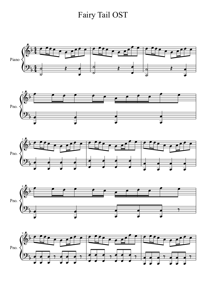 Fairy Tail OST Sheet music for Piano (Solo) | Musescore.com