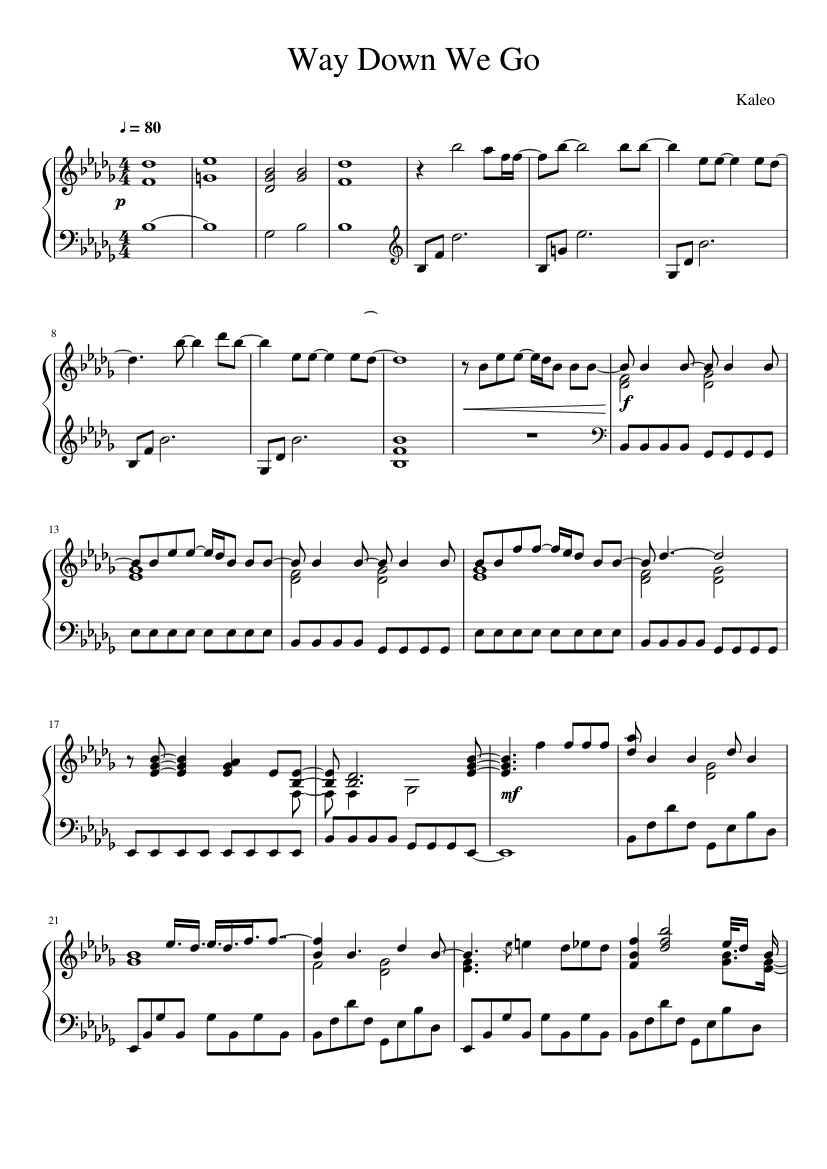 Way Down We Go Sheet music for Piano (Solo) | Musescore.com