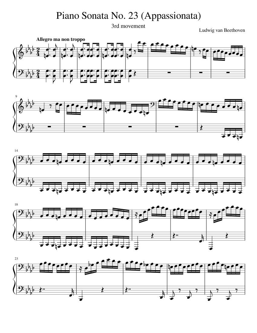 Piano Sonata No. 23 (Appassionata) - 3rd movement Sheet music for Piano  (Solo) | Musescore.com