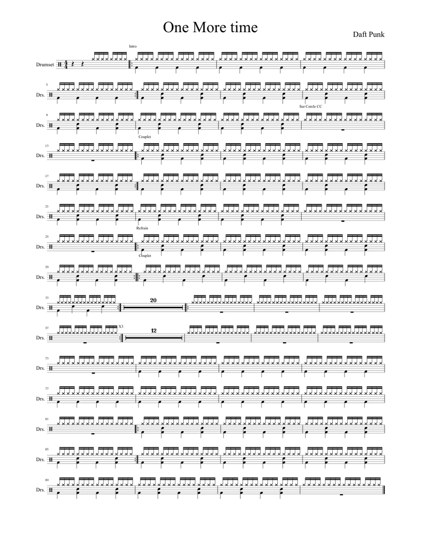 One More Time Daft Punk Sheet Music For Drum Group Solo Musescore Com