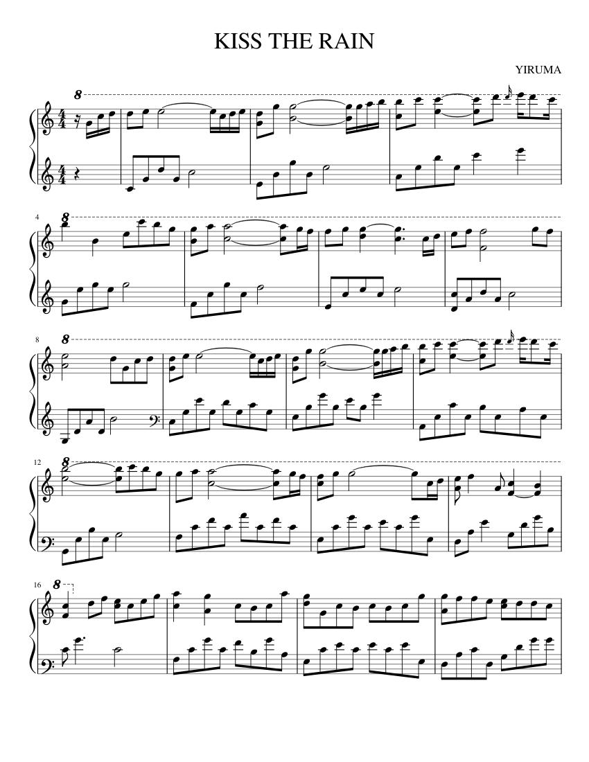 Kiss The Rain In C Sheet Music For Piano (Solo) | Musescore.Com