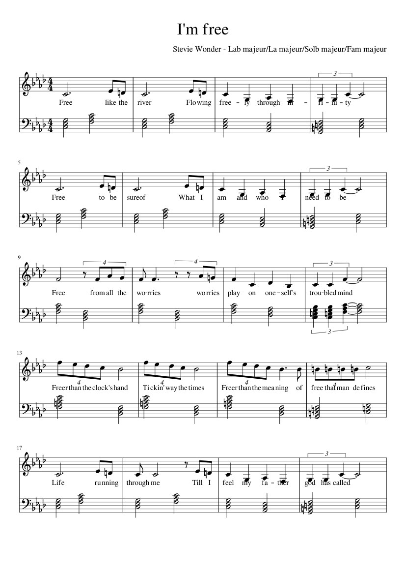 I'm free Sheet music for Piano (Solo) | Musescore.com