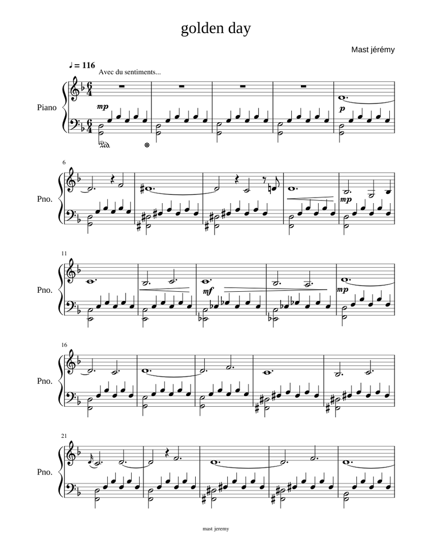 Golden day Sheet music for Piano (Solo) | Musescore.com