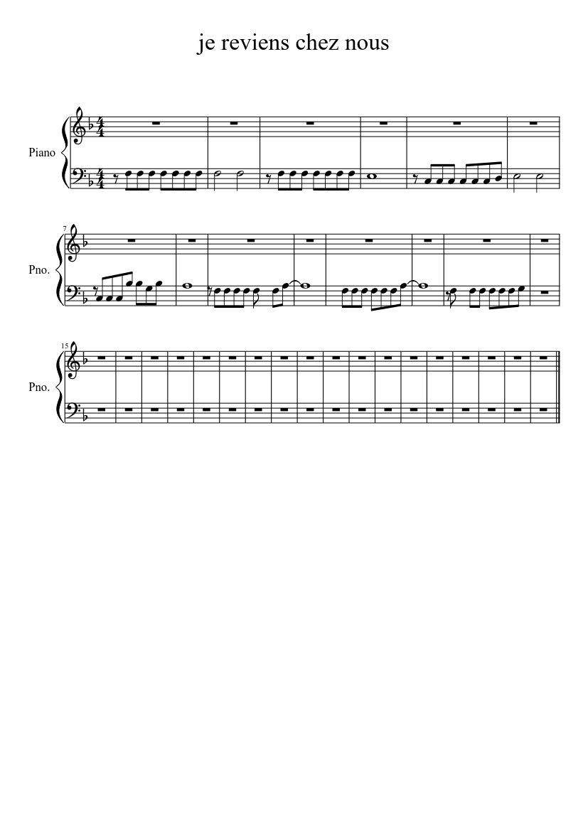 je reviens chez nous Sheet music for Piano (Solo) | Musescore.com