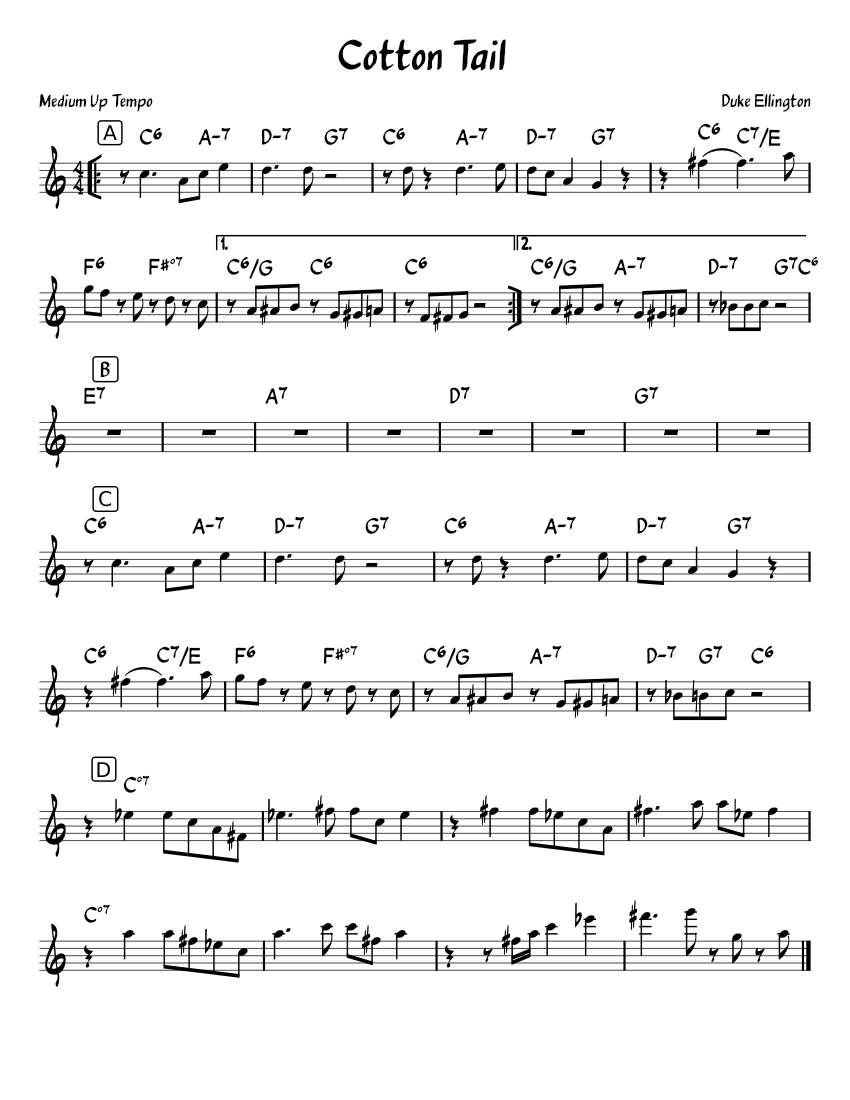 Cotton Tail – Duke Ellington Sheet music for Piano (Solo) | Musescore.com